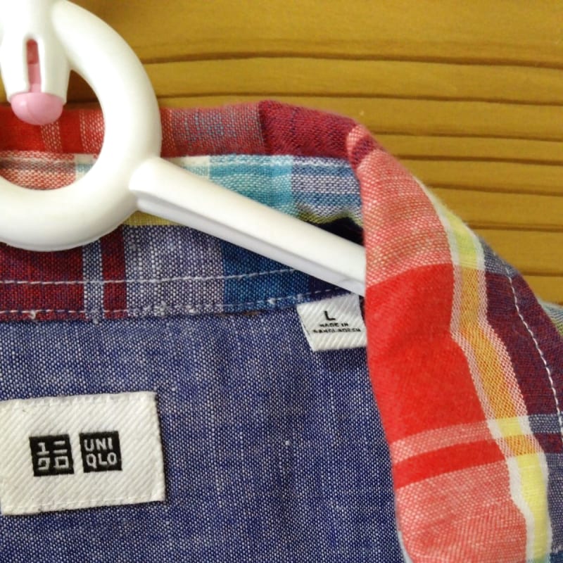 UNIQLO Men's Check Shirt 3/4 Sleeve Size L