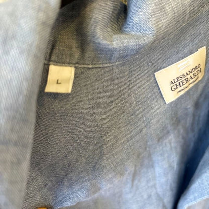 Alessandro Gherardi Open Collar Linen Shirt