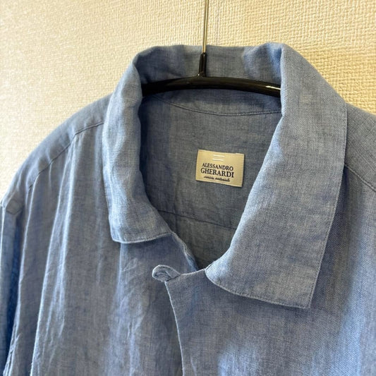 Alessandro Gherardi Open Collar Linen Shirt