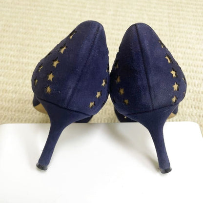 Jimmy Choo Star Punching Suede Pumps Navy