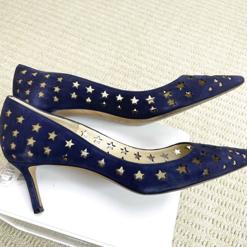 Jimmy Choo Star Punching Suede Pumps Navy