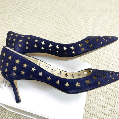 Jimmy Choo Star Punching Suede Pumps Navy