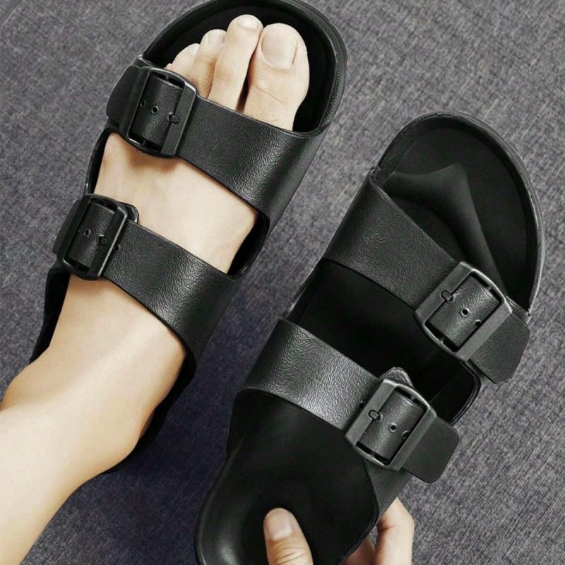 Men's Plus Size Non-Slip Breathable Flat Sandals with Buckle Detail
