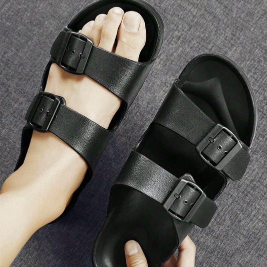 Men's Plus Size Non-Slip Breathable Flat Sandals with Buckle Detail