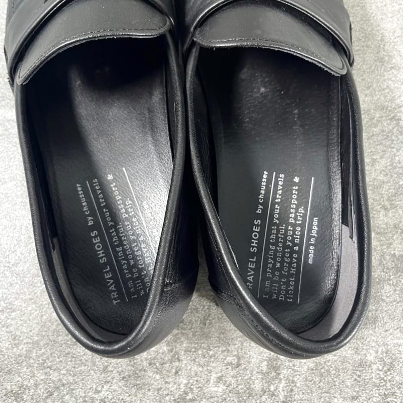 Chausser Travel Shoes Leather Loafers Black 24.5cm