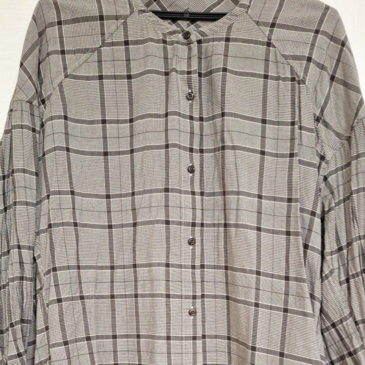 Long Sleeve Checkered Shirt Tunic Free Size