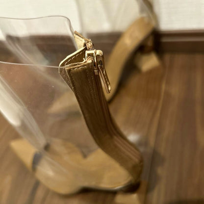 Clear Heel Boots Sheer Beige