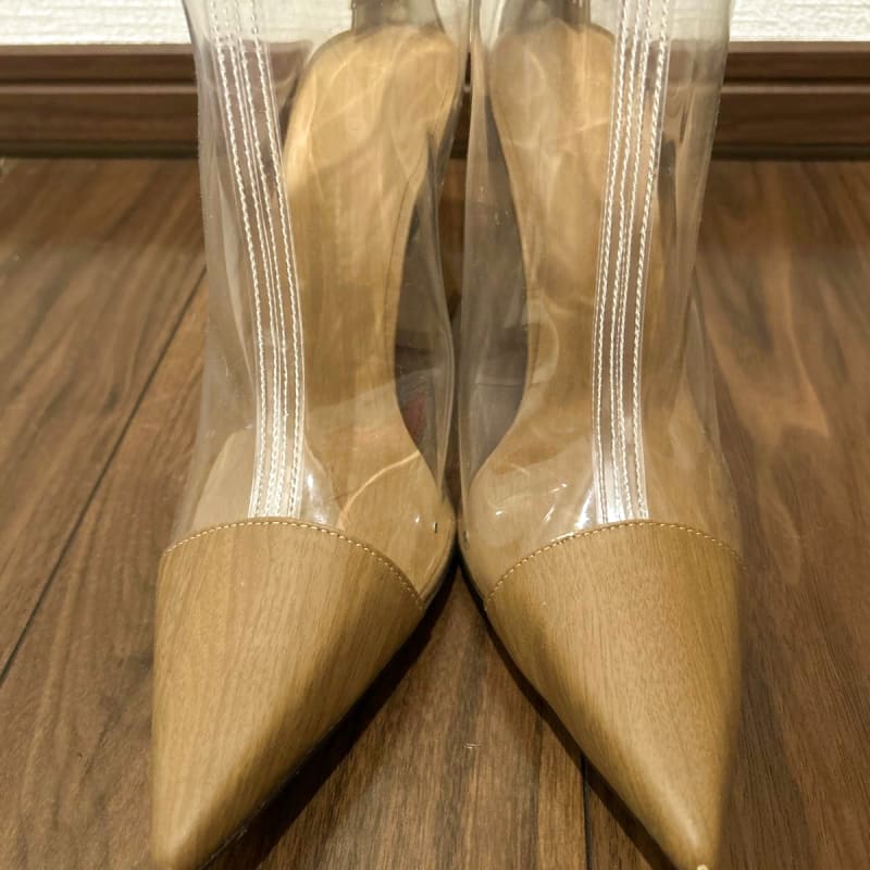 Clear Heel Boots Sheer Beige