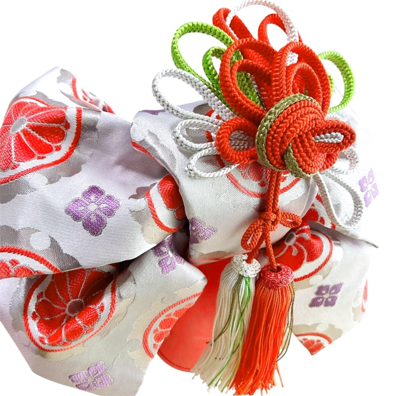 Kimono Shichi-Go-San Girl's Obi White Pattern New