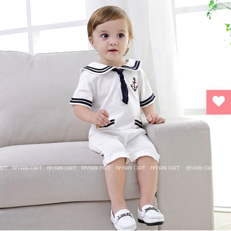 Amber Mimi Hat Attached Marine Sailor Romper 80cm