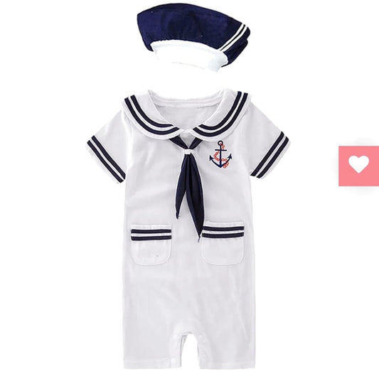Amber Mimi Hat Attached Marine Sailor Romper 80cm