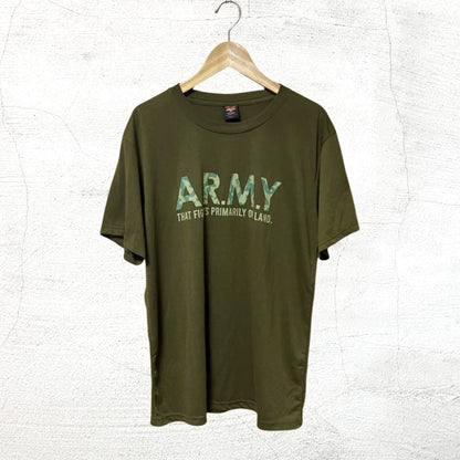 Army Print T-Shirt L Olive Green