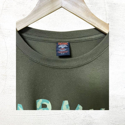 Army Print T-Shirt L Olive Green