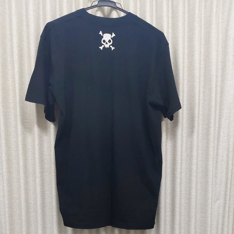 Skull Print Short Sleeve T-Shirt L Black Cotton
