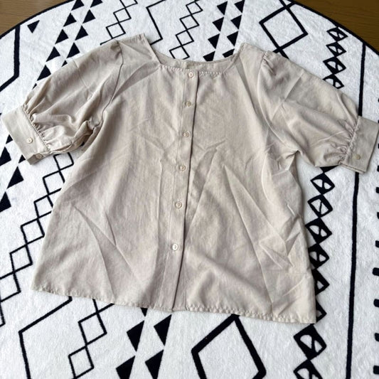 Round Neck Blouse Beige