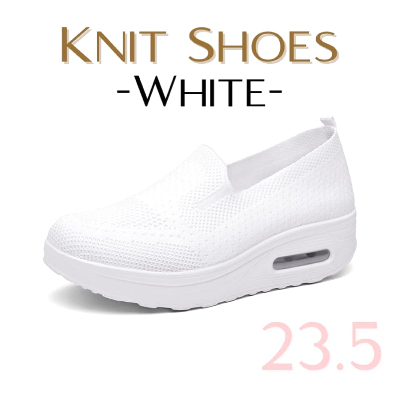 Women's Sneakers White Thick Sole Slip-On 23.5cm