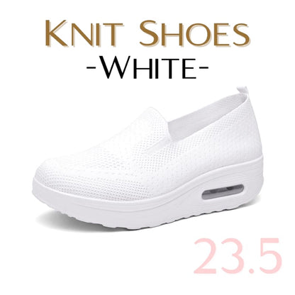 Women's Sneakers White Thick Sole Slip-On 23.5cm