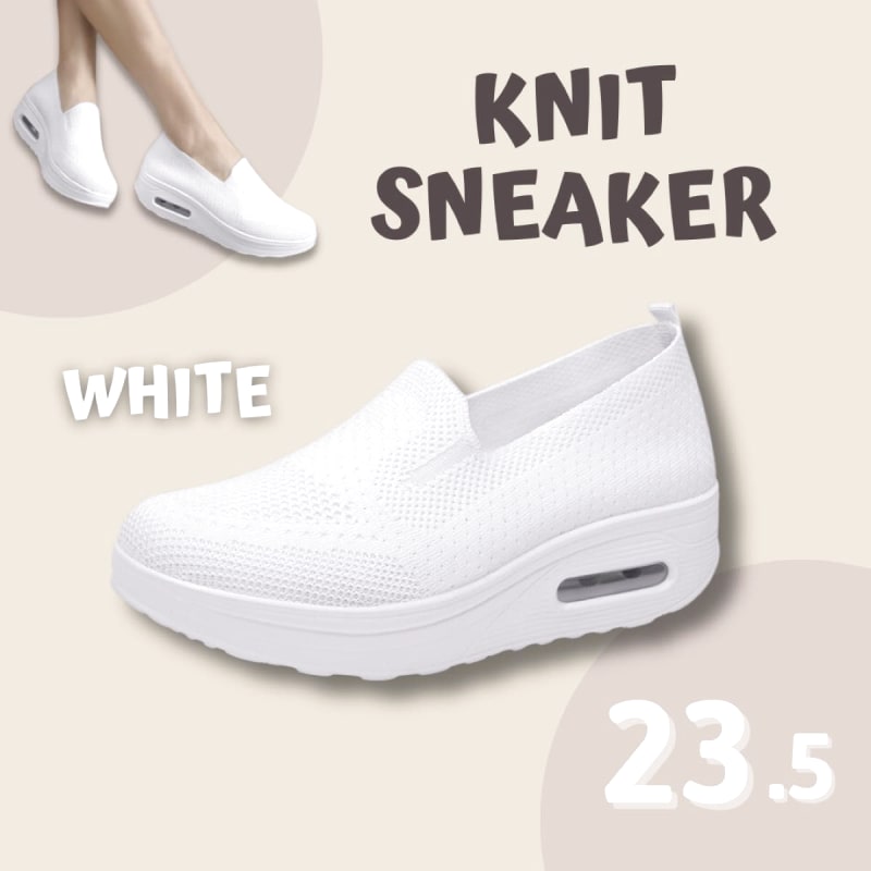 Women's Sneakers White Thick Sole Slip-On 23.5cm