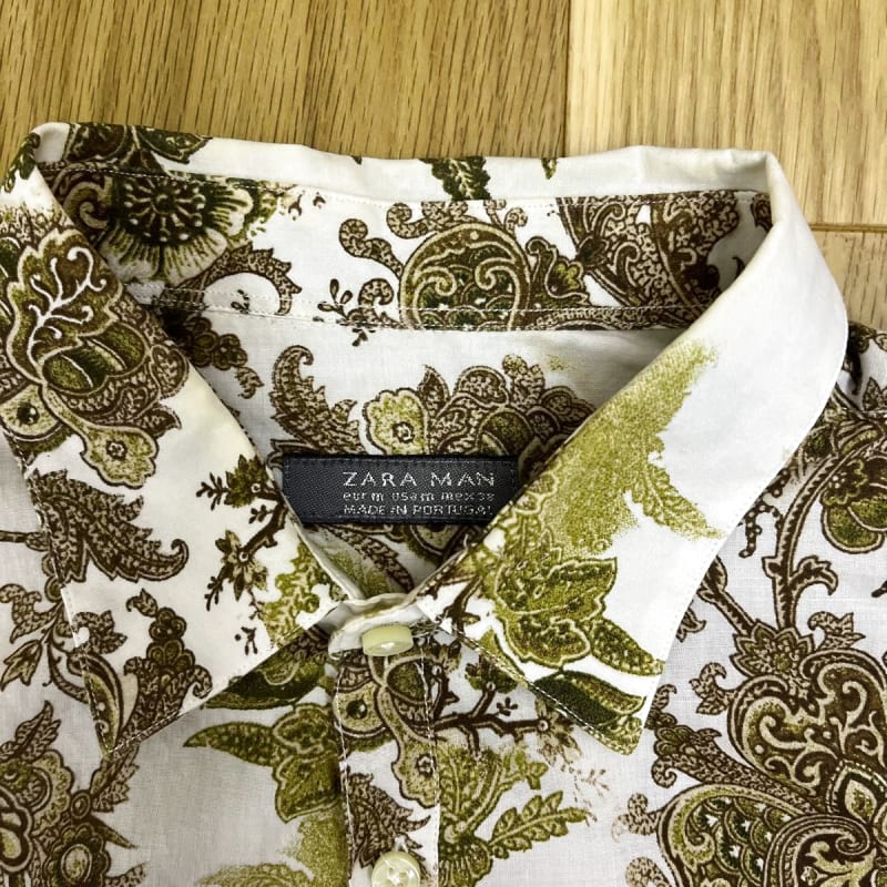 Zara Man Botanical Pattern Pullover Shirt M