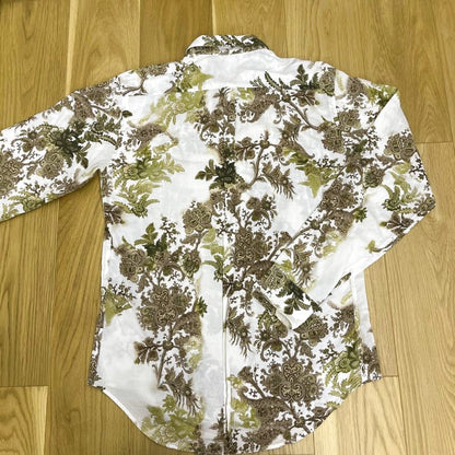Zara Man Botanical Pattern Pullover Shirt M