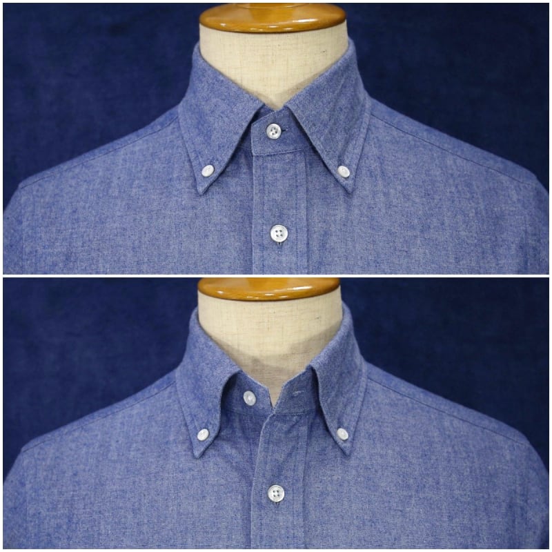 BEAMS F Chambray Shirt Size 39 M-L Solid Button-Down