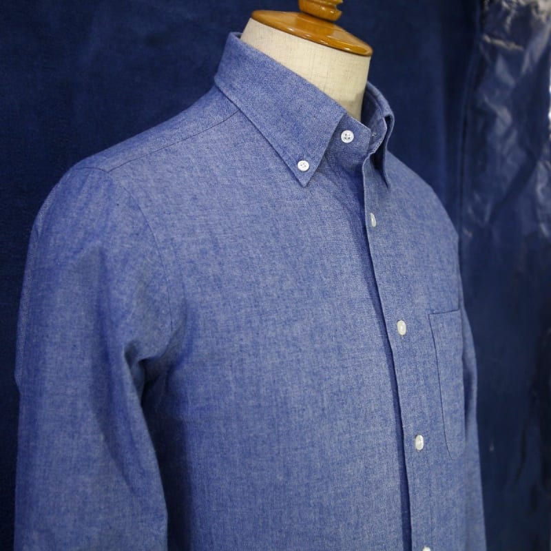 BEAMS F Chambray Shirt Size 39 M-L Solid Button-Down