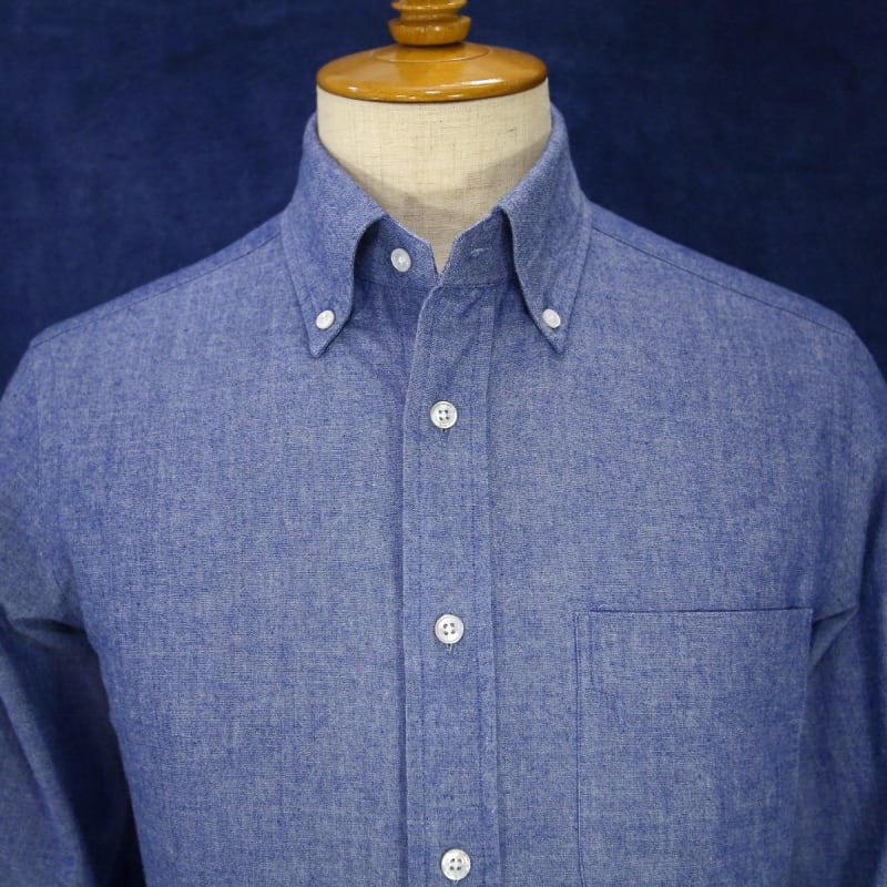 BEAMS F Chambray Shirt Size 39 M-L Solid Button-Down