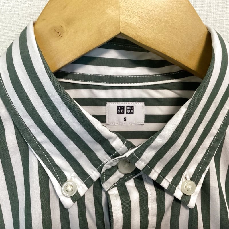 Uniqlo Short Sleeve Stripe Shirt Green Casual