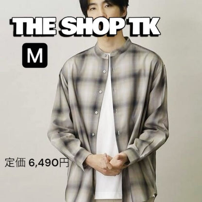 The Shop TK Check Band Collar Shirt M Long Sleeve