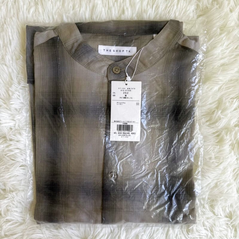 The Shop TK Check Band Collar Shirt M Long Sleeve