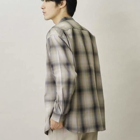 The Shop TK Check Band Collar Shirt M Long Sleeve