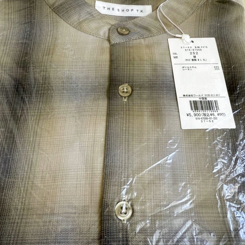 The Shop TK Check Band Collar Shirt M Long Sleeve