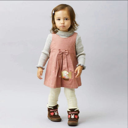 Used Mikihouse Jumper Skirt & Cable Knit Long Sleeve T-Shirt Set 80