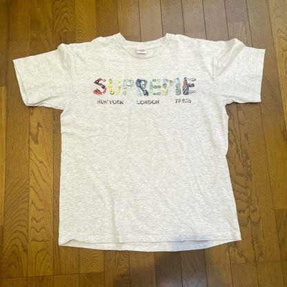Supreme T-Shirt New York London Paris Gray M