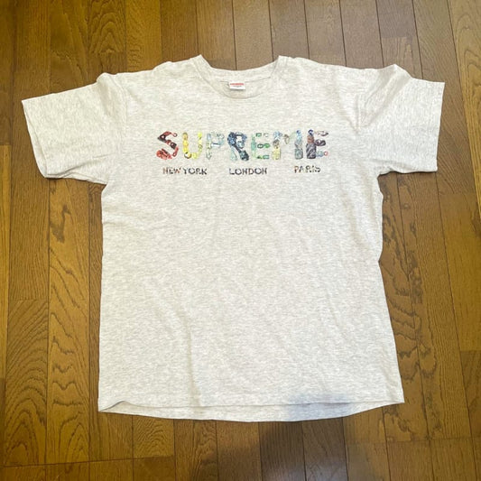 Supreme T-Shirt New York London Paris Gray M