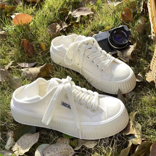 White Canvas Slip-On Sneakers