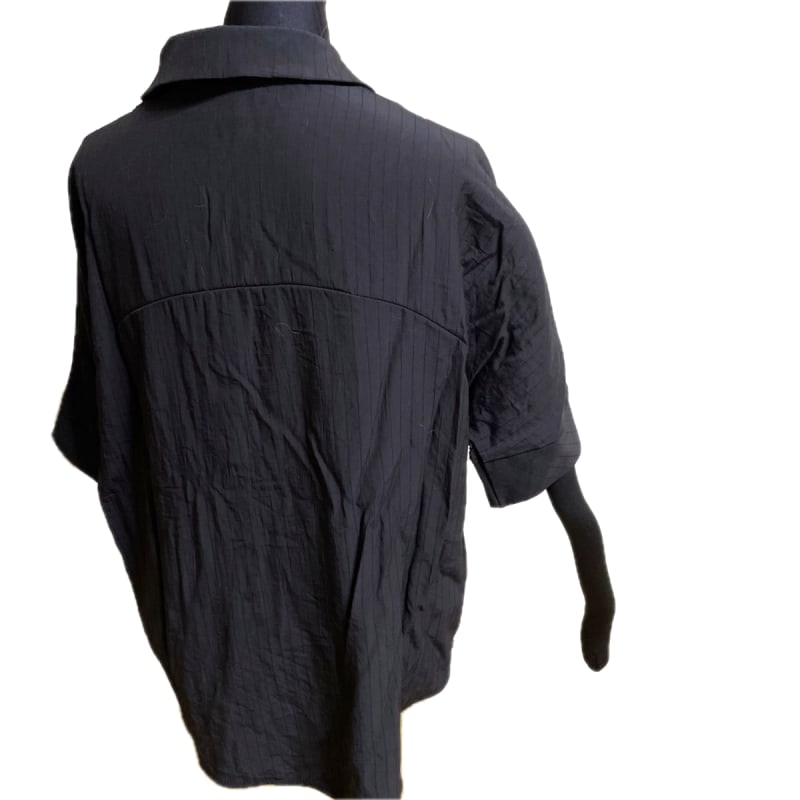 Black Waist Mark Drawstring Style Shirt Blouse L Size