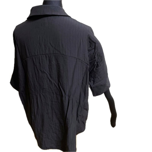Black Waist Mark Drawstring Style Shirt Blouse L Size