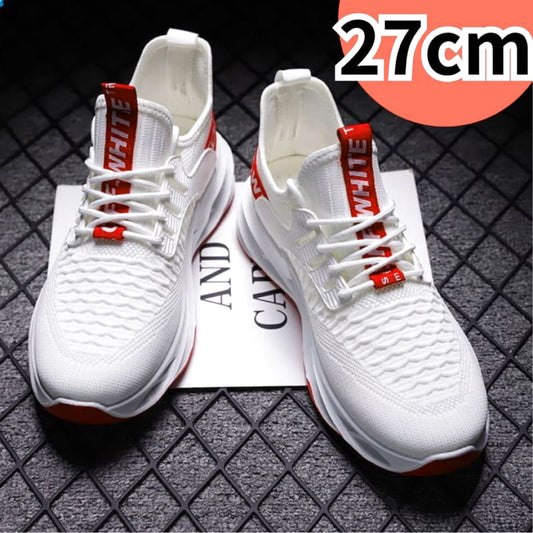 Men's White Sneakers 27cm Breathable Cushioning