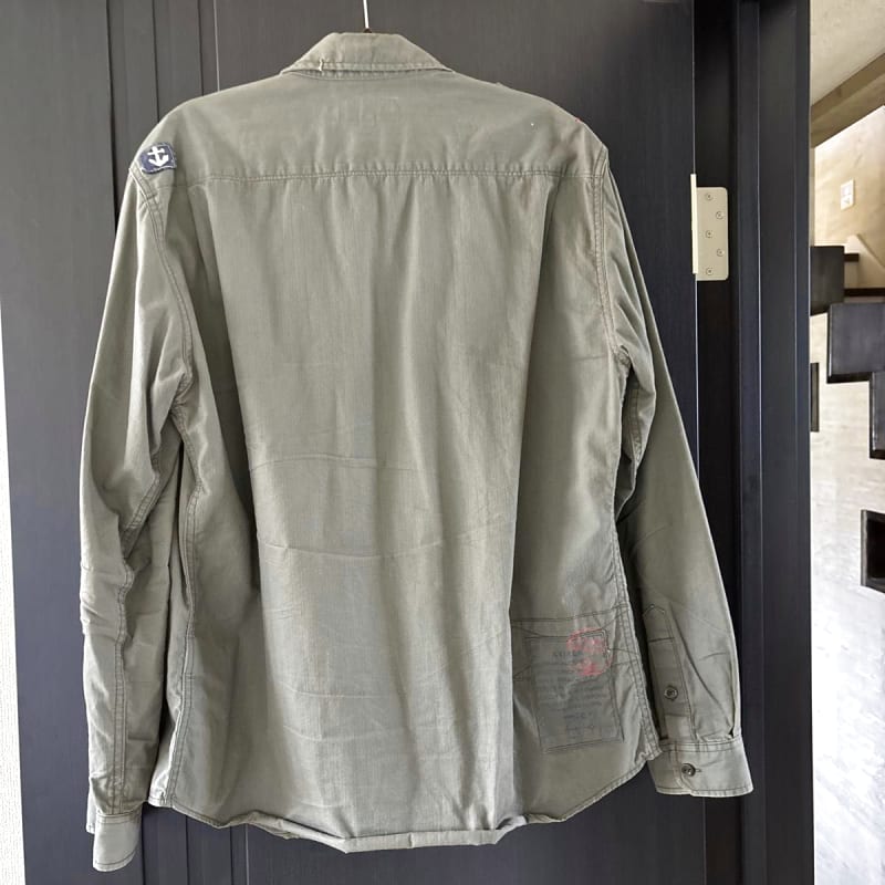 AVIREX Military Shirt Long Sleeve Khaki