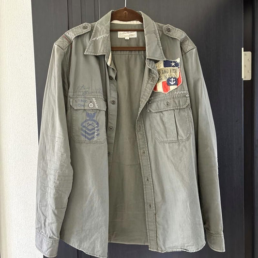 AVIREX Military Shirt Long Sleeve Khaki