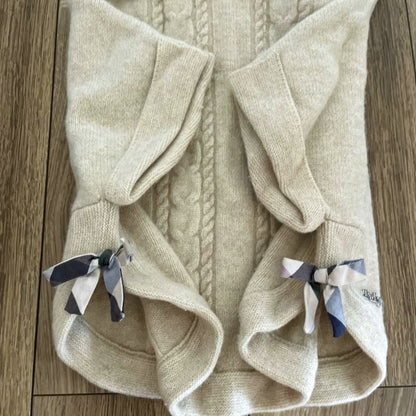 DAKS Hooded Poncho Beige Fur