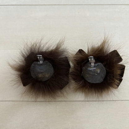 Shoe Clip Fur Beads Brown