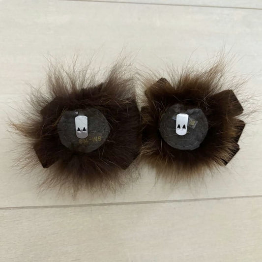 Shoe Clip Fur Beads Brown