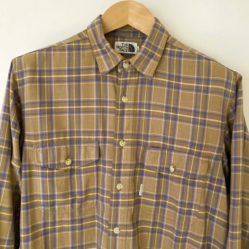 The North Face Men's Long Sleeve Check Shirt L Brown 70's