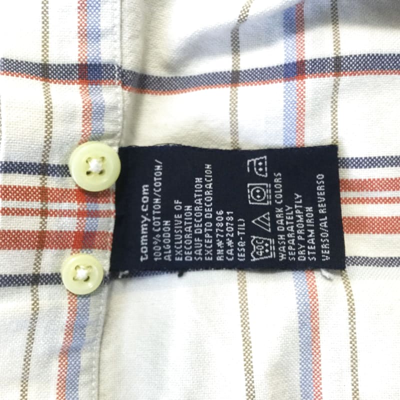 Tommy Hilfiger Logo Embroidered Long Sleeve Shirt With Button Down Check Size L