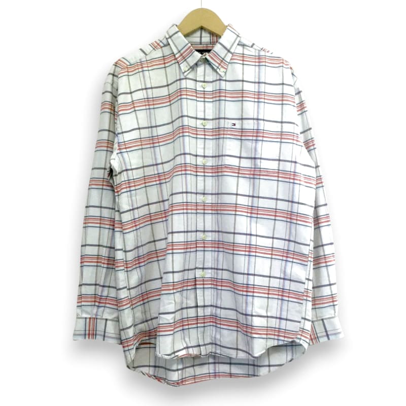 Tommy Hilfiger Logo Embroidered Long Sleeve Shirt With Button Down Check Size L