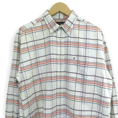 Tommy Hilfiger Logo Embroidered Long Sleeve Shirt With Button Down Check Size L