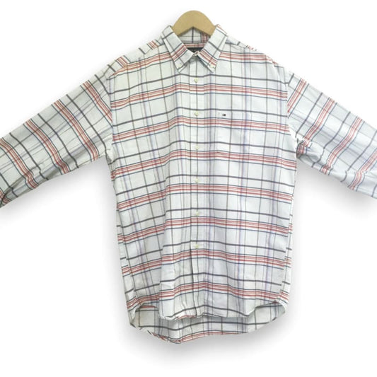 Tommy Hilfiger Logo Embroidered Long Sleeve Shirt With Button Down Check Size L