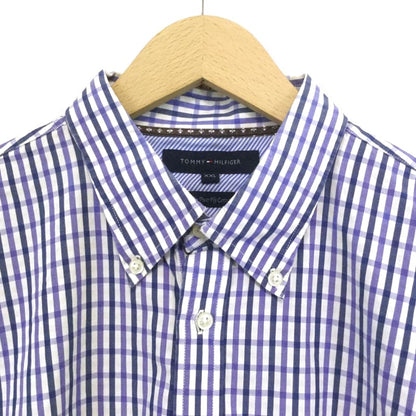 Tommy Hilfiger Logo Embroidered Check Long Sleeve Shirt 2XL Blue Vintage